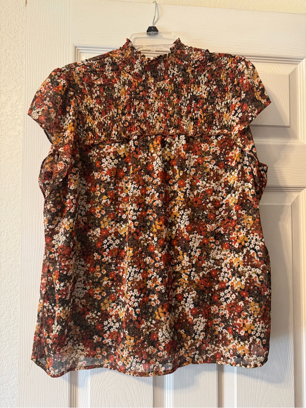 Smocked Floral Blouse in Autumn Multi